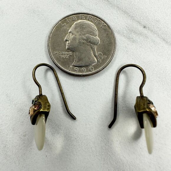 Chico's Gold Tone Rhinestone Dangle Earrings Pierced Pair - Picture 7 of 12